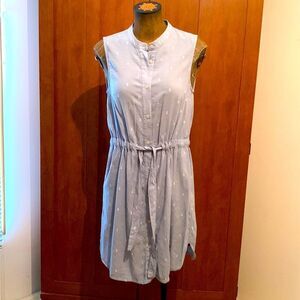 2/$15 H&M Sleeveless Shirt Mini dress, Blue, Belt, Buttoned, Size 4